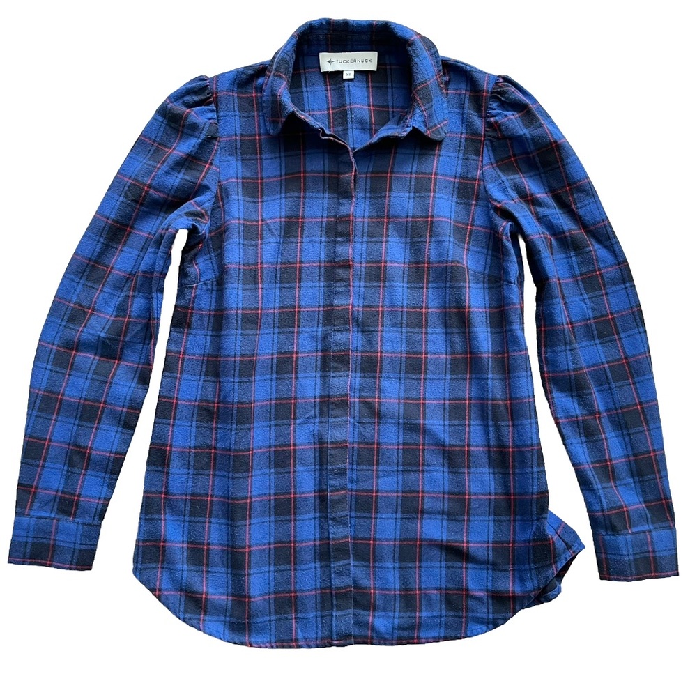 TUCKERNUCK PLAID BUTTON UP TOP SIZE XS CLASSIC MODERN CHIC STYLISH CHIC - Picture 9 of 9